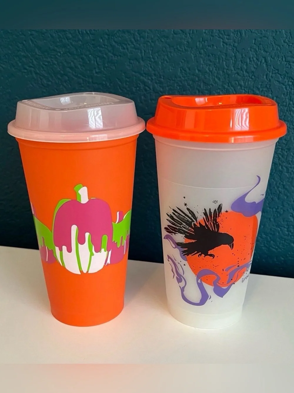Starbucks Halloween Raven Pumpkin Re-useable Cups